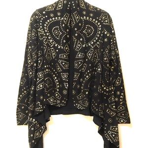 Black Gold Printed Draped Cardigan - NWOT